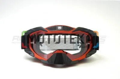 Мотоочки кроссовые ROCKOT (Рокот) RM - 337 (красный - черный/прозрачная, Anti - Scratch)