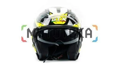Шлем мото открытый GTX 278 (XL) #2 BLACK/FLUO YELLOW WHITE (2 визора)