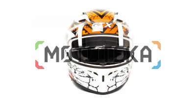 Шлем мото интеграл GTX 578 (XL) #6 WHITE/FLUO ORANGE RED BLACK